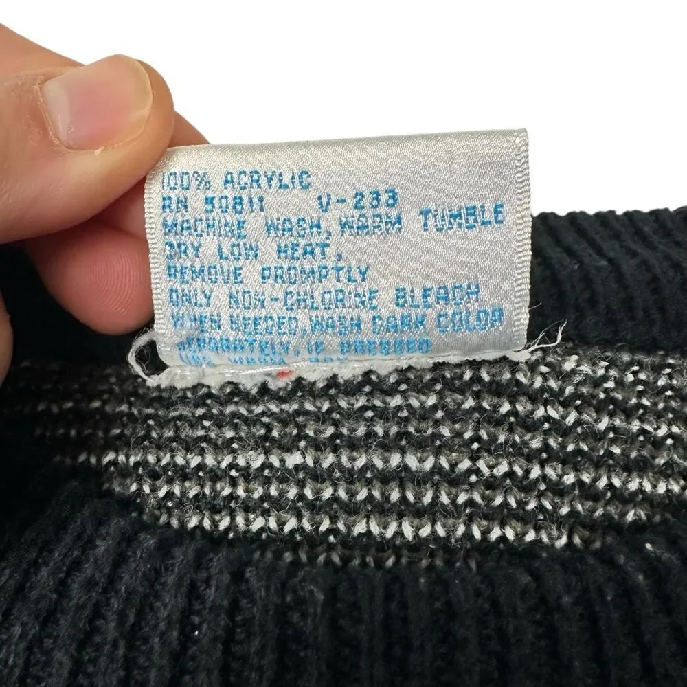Vintage Circuit Grey Knit Sweater Fair Isle Snowflake Tree Men Sz M